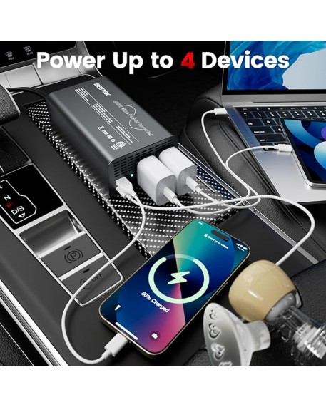 BESTEK 400W Pure Sine Wave Power Inverter DC 12V to AC 110V with PD30W USB-C QC 18W